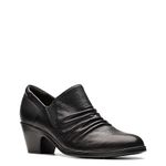 Clarks Collection Women's Emily 2 Cove Pump, Black Leather, 7 Wide US