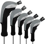 Andux 5pcs/Set Golf 460cc Driver Fairway Wood Club Head Covers Long Neck Grey