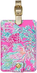 Lilly Pulitzer Leatherette Luggage Tag with Secure Strap, Colorful Suitcase Identifier for Travel, Seaing Things