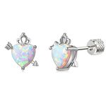 Liaya Unicorn Earrings for Girls Women - 925 Sterling Silver Hypoallergenic Cute Opal Stud Earring for Sensitive Ears, 14K Gold Plated Mini Animal Earrings Jewelry Lovely Gifts for Kids & Little Girls (Silver)