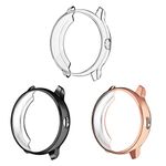 FINTIE Case Compatible with Garmin Vivoactive 3 Smartwatch - [3-Pack] Premium Soft TPU Protector All-Around Protective Bumper Shell Cover, Black&Clear&Rose Gold