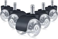 Office Chair Caster Wheels Replacement (Set of 5，2 Inch Double Casters) Heavy Duty Smooth and Quiet Rolling Casters Safe for All Floors - Standard Stem Size - Black