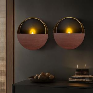 FOTVEFLEIR Black Wall Candle Holders Set of 2, Vintage Wall Candle Holder, Metal Wall Candle Sconces 6.7 Inches, Modern Chic Home Decor for Bedroom, Bathroom, Living Room, Dining Room