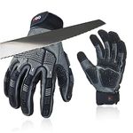 Vgo... Cut Resistant Work Gloves,Cut Proof Gloves for Men,Cow Leather Mechanics Gloves,Heavy Duty(Size M,Gray,CA7722CT)