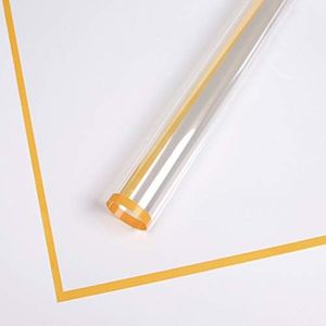 BBJ WRAPS Korean Flower Wrapping Paper Clear Waterproof Floral Bouquet Wrap with Colored Line, 22.8x22.8 Inch - 20 Sheets (Orange)