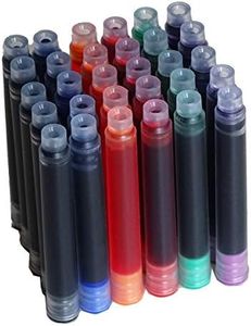 30 PCS Jinhao Fountain Pen Ink Cartridges 6 Color Set（ Black, Blue, Apple Green, Purple, Red and Orange International Standard Size