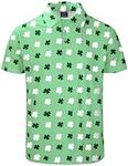 LINOCOUTON Men's St. Patrick's Day Shirt Irish Shamrock Four Leaf Lucky Clover Golf Polo Top, Lucky Clover, Large