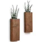 GRID FORTE Wood Wall Planter Set of 2, Wood Wall Pocket for Greenery and Dried Flowers, Indoor Wood Hanging Vase, Modern Farmhouse Wall Decor for Eucalyptus Stems Decorations (Walnut)