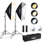 Softbox Photography Lighting,FGen 85W LED Soft Box with Remote Control Dimmable 2700-6400K 3 Colour Temperatures （White,Warm,Cold）Bulbs for Video,Portrait and Products Shooting