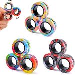 Kickidz 9Pcs Magnetic Rings Fidget Toy Set, ADHD Anxiety Magnetic Fidget Toys Adults Fidget Spinner Rings for Relief, Gifts for 8+ Year Old Teen Boy Girl (Multicolored-9Pcs-A)