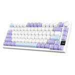 ATTACK SHARK X Ajazz AK820 Pro Mechanical Gaming Keyboard with Knob&TFT Display,Bluetooth 5.1/2.4G Wireless/Type-C Wired 75% Percent Keyboard,5 Sound Absorbing Foams,South RGB,Gift Switch-Purple