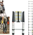 Telescoping Ladder 16FT Extension Ladders for Home, Aluminum Telescopic Extendable Ladder, Collapsible Ladder with Locking Mechanism, Multi-Purpose Ladder for Roof Ceiling Loft Rv, 330 Pound Capacity