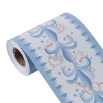 sourcing map Wall Paper Border Self Stick Wall Covering PVC Floor Borders for Kitchen Bathroom Bedroom Wall Decor Paper, Flower Pattern Blue+White, 3.94 Inch by 32.8 feet