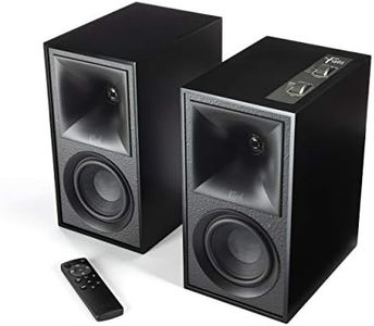 Klipsch The Fives Powered Bookshelf Speakers – Matte Black Finish with HDMI-ARC, Acoustic Horn-Loaded Technology, Dynamic Bass Equalization, and 192kHz/24-bit High-Resolution Audio