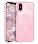 GUAGUA for iPhone Xs Case iPhone X Case Magnetic with Beautiful 3D Flowers Pattern Translucent Matte Back Anti-Scratch Slim Shockproof Case for iPhone Xs/X 5.8 Inch, Pink