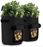 GEMGO 2 Pack Potato Grow Bag, 33 L/9 Gallon Aeration Waterproof Fabric Sweet Potato Planter,Window Vegetable Peanut Growing Box Bucket Pot for Nursery Garden (9 Gallon, Black)