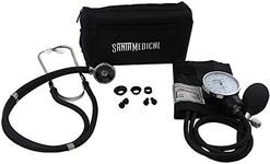 Santamedical Adult Deluxe Aneroid Sphygmomanometer with Stethoscope, Cuff and Carrying case Black