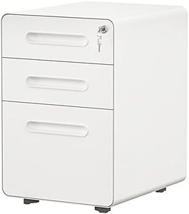 YITAHOME 3-Drawer Rolling File Cabinet, Metal Mobile File Cabinet with Lock, Filing Cabinet Under Desk fits Legal/A4 Size for Home/Office, Fully Assembled-White