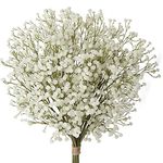 10 Spray Artificial Plants 3 Branches Baby’s Breath Flowers Real Touch Plastic Shrubs Fake Gypsophila Flowers for Home Wedding Decoration-Cream