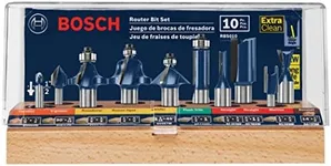 Bosch RBS010 1/2-Inch and 1/4-Inch Shank Carbide-Tipped All-Purpose Professional Router Bit Set, 10-Piece