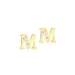 Carissima Gold Women's 9 ct Yellow Gold Cubic Zirconia 'M' Initial Stud Earrings