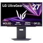 LG UltraGear OLED GX7 Gaming Monitor 27GX790A – QHD 1440p WOLED 27 inch, 480Hz, 0.03ms, 275-1300nits, AMD FreeSync Premium Pro, ClearMR 21000, HDR 400, Delta E ≤ 2, DP 2.1, HDMI 2.1, Black