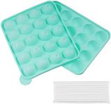 Rbenxia Silicone Cake Mold 20-cavity Half Circle Lollipop Party Cupcake Baking Mold Cake Pop Stick Mold Tray Green with 20 Sticks