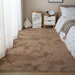 NatFit60 Shaggy Floor Carpets for Living Room, Elegant Bedroom Carpet, Modern Carpets for Bedroom, Drawing Room, Kids Room, Soft Sofa Carpets for Living Room [Size 4x6 Feet, Color Light Camel]