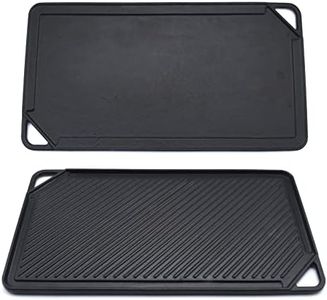 GasSaf Cast Iron Reversible Griddle, 20 Inch x 10.5 Inch Double Sided Grill Pan Perfect for Gas Grills and Stove Top