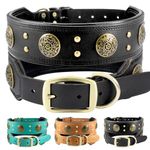 Comfluxe Genuine Leather Dog Collar,Padded Heavy Duty Dog Collar,2" Wide Sturdy Dog Collar,Handmade,Comfortable,Strong,and Luxury,Best Choice for Medium Large Dogs (Black, 20.5”-24.8”(52-63cm))