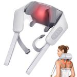 Neck Massager for Pain Relief, 4D Deep Kneading Massagers with 6 Massage Nodes, Cordless Shiatsu Neck and Shoulder Massage Pillow with Heat for Neck, Traps, Back & Leg, Gifts for Women Men- Gray