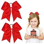 Whaline 8 Inch Large Hair Bows with Band,Cheer Bows Red Jumbo Cheerleading Bow with Holder Christmas Bow Band Hair Accessories for School Girl Toddlers Women Outfit Uniform, 2 Pack