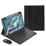 iPad 10th Generation Case with Keyboard Mouse 2022 iPad 10 Removable Bluetooth Wireless Keyboard Case Color Keys,Black