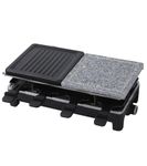 Premsons® Electric Raclette Grill BBQ Grill Cheese Indoor Grill Tabletop 2 in 1 Stone Grill & Aluminium Hot Plate with 8 Non Stick Grill Pan 4 Wooden Spatulas