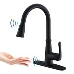 Touchless Kitchen Faucet with PullDown Sprayer,20 Single Kitchen Sink Faucets black Pull Out Sprayer,High Arc Pulldown Single Handle for Motion Sensor,1handle 3 Hole Deck Mount,black (Black)