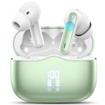 Wireless Earbuds, Bluetooth 5.3 Headphones in Ear with HiFi Stereo Deep Bass, 4 ENC Noise Cancelling Mic Wireless Earphones 40H Playtime, Bluetooth Earbuds Dual LED Display, IP7 Waterproof, Green