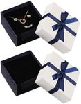 U-Vathing 2PCS Jewelry Gift Boxes White Jewellery Gift Box with Lids and Bows, Ring Earring Box Necklace Earring Gift Boxes Women Christmas Presents Birthday Favours (White/Blue Ribbon)