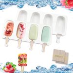 2 Pieces Ice Lolly Moulds with Sticks 21.5cm Popsicle Mould Silicone Ice Pop Moulds Reusable Ice Cream Moulds Cakesicle Moulds 200 Pieces Lolly Sticks for Kids Adults DIY Frozen Dessert Chocolate