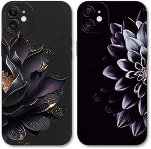 Yomjew 2 Pack Cute Flower Floral Phone Case for iPhone 12 6.1 inches, Full Camera Lens Protection Pattern Print Design Anti-Scratch Soft Slim Flexible Protective Shockproof Cover for Women Girls-04