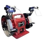 LUMBER JACK 6" Bench Grinder 150mm Coarse Stone and Whitestone Grinding 250W Motor with LED Lights Tool Rests & Eye Shields