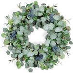 Eucalyptus Wreath for Front Door, COLORSPEC 24 Inch Eucalyptus Wreath with Olive Leaves and Berries All Year Round, Handmade Green Spring Summer Wreaths for Front Door Indoor Outdoor Wedding Holiday