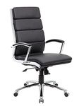 Boss Office Products CaressoftPlus Executive Chair, Traditional, Metal Chrome Finish 30D x 27W x 42H in