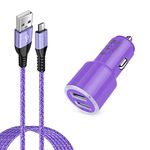 Dual 4.8A Fast Car Charger with Android Micro USB Cable for Samsung Galaxy S7 S6 J8 J7/J7V/Star/Crown/Prime/Refine J3, Note 5 4, Moto E4 E5 G4 G5 G6 Play, LG K10 K20 K30 G2 G3 G4, LG Stylo 2 3 Plus