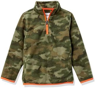 Amazon Essentials Boys' Polar Fleece Quarter-Zip Pullover Jacket, Green Camouflage, Small