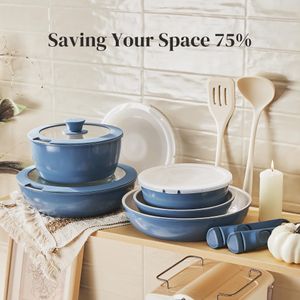 Redchef 16-Piece Ceramic Cookware Set – Blue Non-Stick Pots & Pans