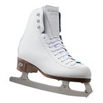 Riedell Skates - 19 Emerald Jr. - Youth Recreational Figure Ice Skates with Steel Luna Blade for Girls | White | Size 10 1/2 Youth