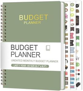 Budget Planner - Monthly Budget Book with Expense Tracker Notebook, A5(6.1" x 8.5") Financial Planner & Account Book to Take Control of Your Money, Bill Organizer With Pockets and Stickers - Green