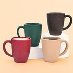 Eha Earth-Friendly Classic Coffee Mug Set of 4 | 300 ml | Made with Rice Husk & Bamboo Fibers | Microwave Safe | for Hot & Cold Coffee, Milk & Tea Cup | Matte Finish Mugs |Multicolor-Dark