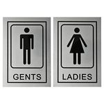 Buzz Cool Silver Metal Gents Ladies Toilet Sign Board Stickers | Glass Door, Wooden Door | Self Adhesive Restroom Sign board for Door | Ladies and Gents Sign for Offices Hospitals Mall and Business