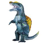 Rafalacy Adult Inflatable Dinosaur Costume Blow up Dino Costume Funny Halloween Spinosaurus Costume(Blue)